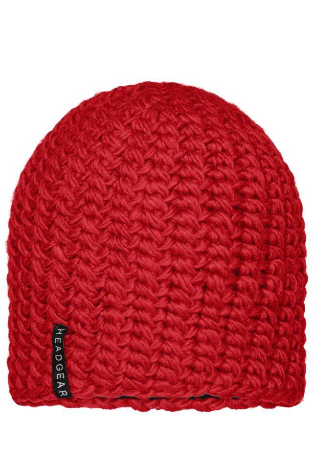 Casual Outsized Crocheted Cap Lässige übergroße Häkelmütze rot, Gr. one size