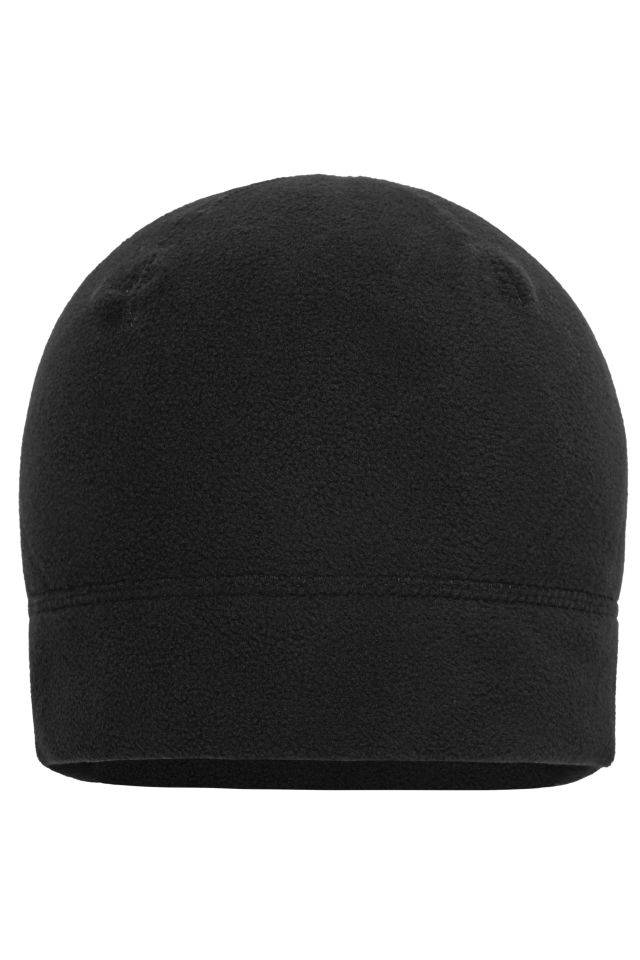 Microfleece Cap Fleecemütze mit zierenden Flachnähten schwarz, Gr. one size