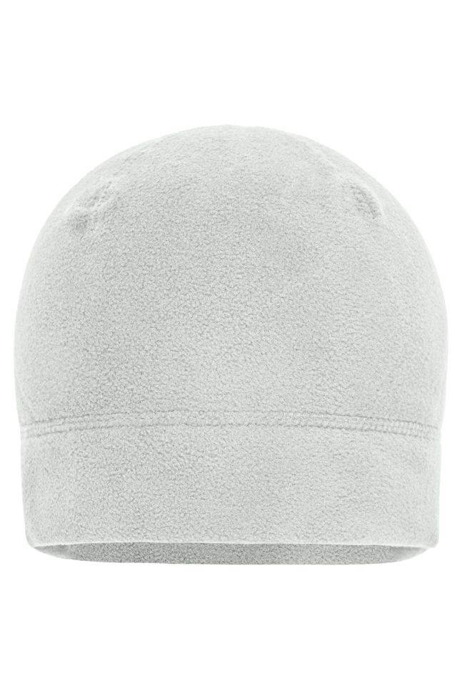 Microfleece Cap Fleecemütze mit zierenden Flachnähten weiß, Gr. one size
