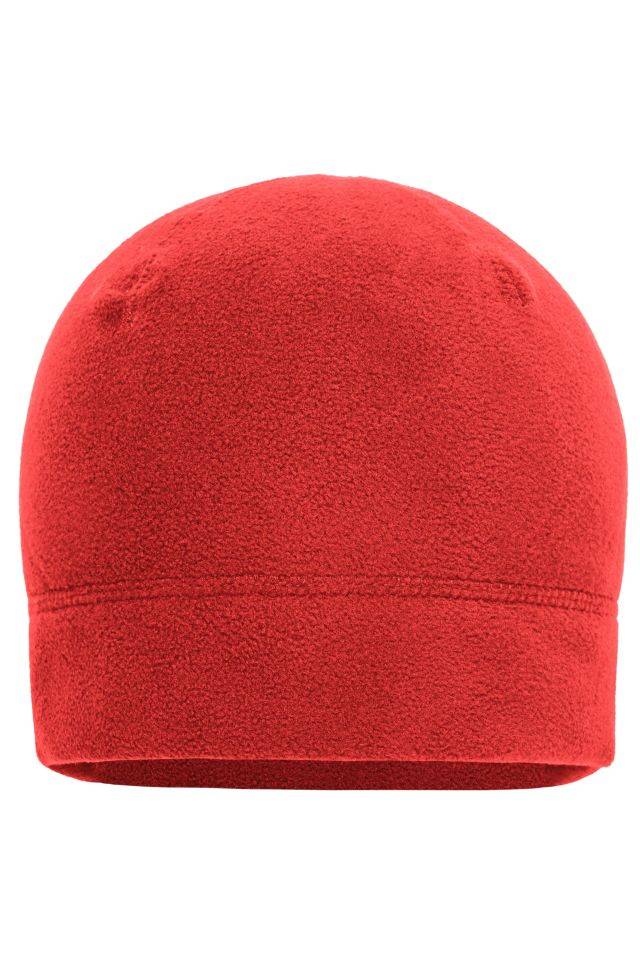 Microfleece Cap Fleecemütze mit zierenden Flachnähten rot, Gr. one size