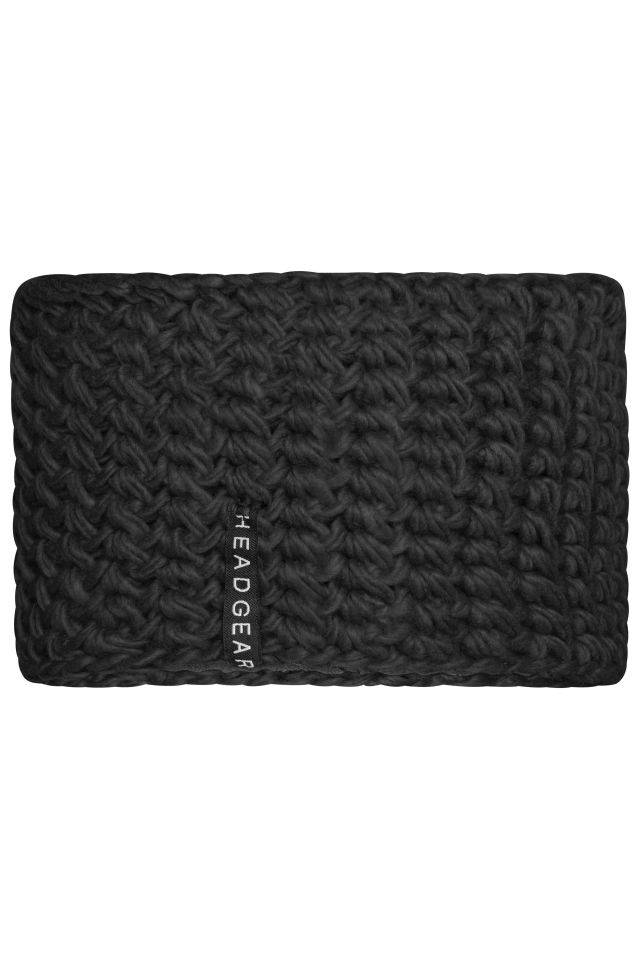 Crocheted Headband Extrabreites Stirnband schwarz, Gr. one size