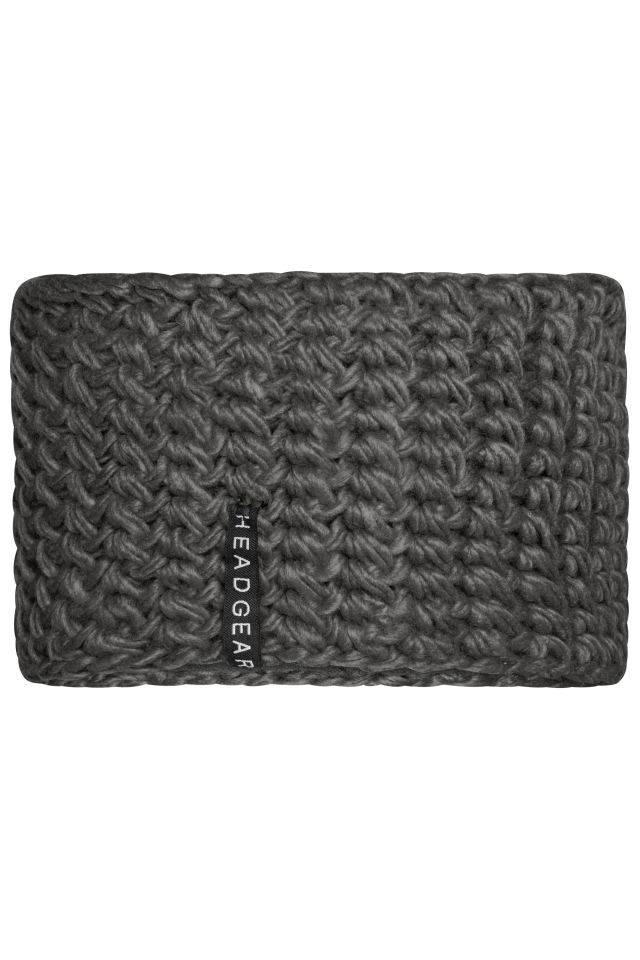 Crocheted Headband Extrabreites Stirnband grau, Gr. one size