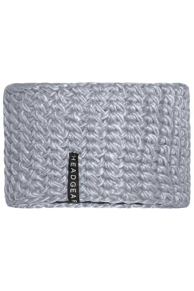 Crocheted Headband Extrabreites Stirnband grau, Gr. one size