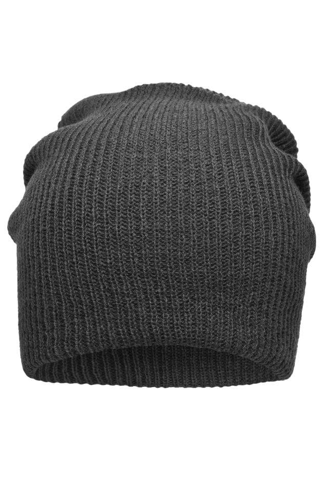 Knitted Long Beanie Lässige überlange Strickmütze grau, Gr. one size