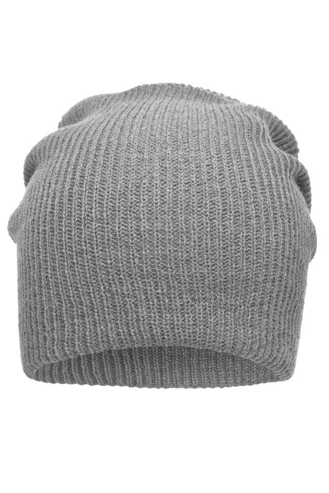 Knitted Long Beanie Lässige überlange Strickmütze grau, Gr. one size