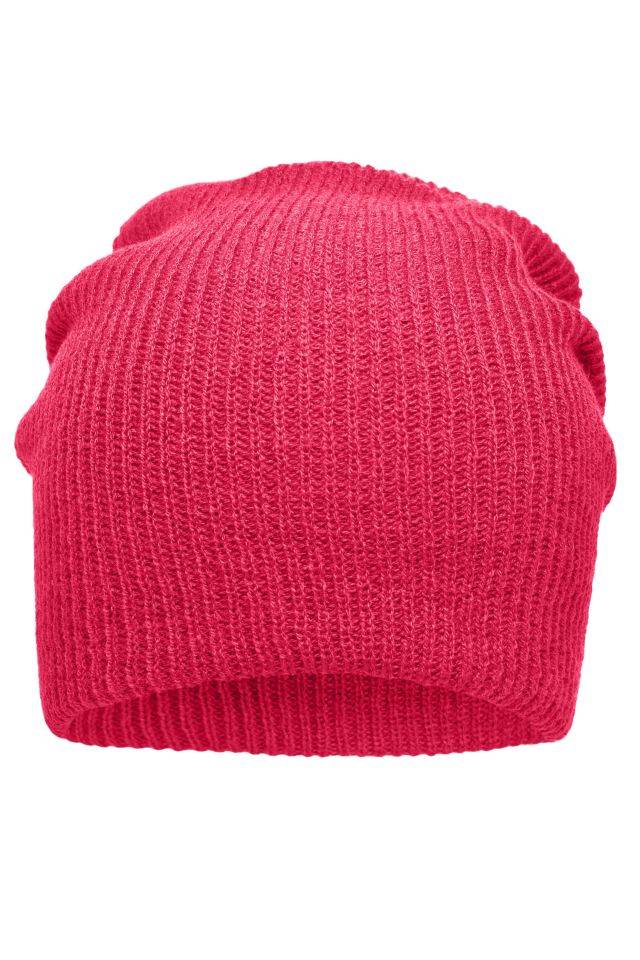 Knitted Long Beanie Lässige überlange Strickmütze pink, Gr. one size
