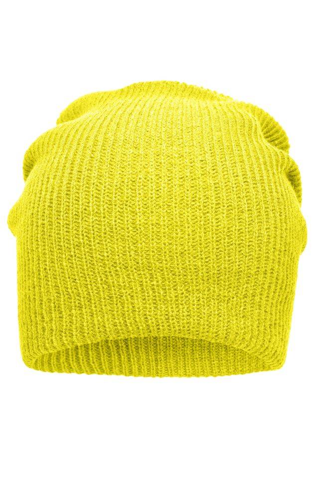 Knitted Long Beanie Lässige überlange Strickmütze gelb, Gr. one size