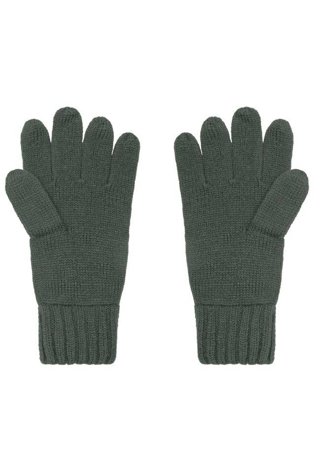 Melange Gloves Basic Elegante Strickhandschuhe aus Melange-Garnen grün, Gr. S/M