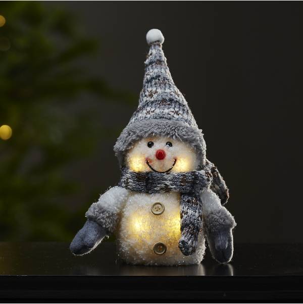 Schneemann mit grauer Mütze DEKO-FIGUR JOYLIGHT