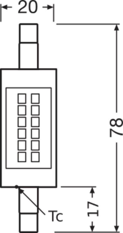 Das Bild zeigt einen Abschnitt eines elektrischen Schaltplans mit einer rechteckigen Komponente, die mit Gittermustern beschriftet und an der Seite mit vertikalen Linien mit der Bezeichnung '78' versehen ist.