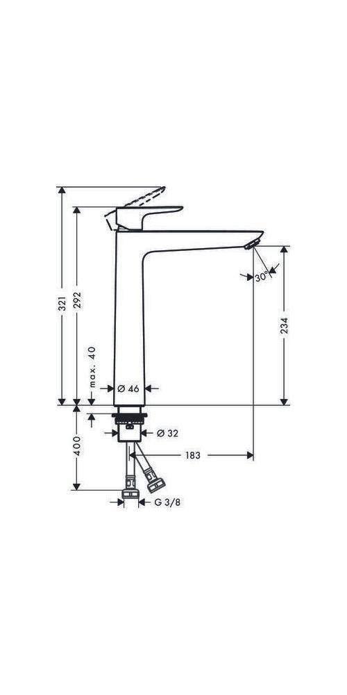 hansgrohe HG EH-WT-MI TALIS E 240 ohne Ablaufgarnitur mattschwarz