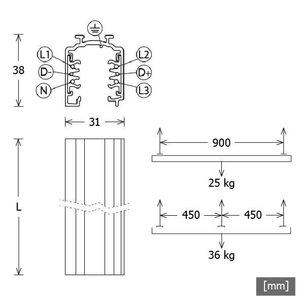LTS Licht&Leuchten Stromschiene 1m ST-A 10/9000A-1-STws