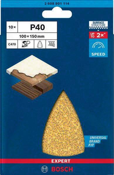 Schleifpapier Expert C470 Abm.100x150mm Körnung 40 7Löcher 10 St. BOSCH