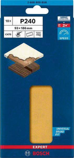 Schleifpapier Expert C470 Abm.93x186mm Körnung 240 8Löcher 10 St. BOSCH