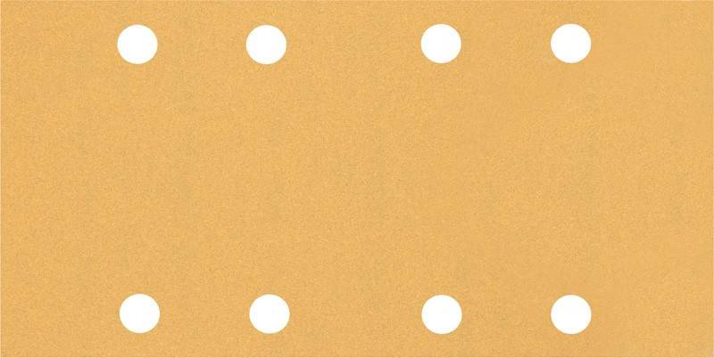 Eine beige Oberfläche mit vier gleichmäßig angeordneten runden weißen Löchern, die ein quadratisches Muster bilden.