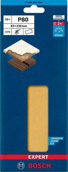 Schleifpapier Expert C470 Abm.93x230mm Körnung 80 ohne Löcher 10 St. BOSCH