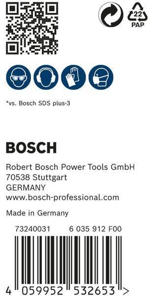 Bosch' Logo mit Text: 'Robert Bosch Power Tools GmbH, 70538 Stuttgart, Deutschland, www.bosch-professional.com. Made in Germany.
