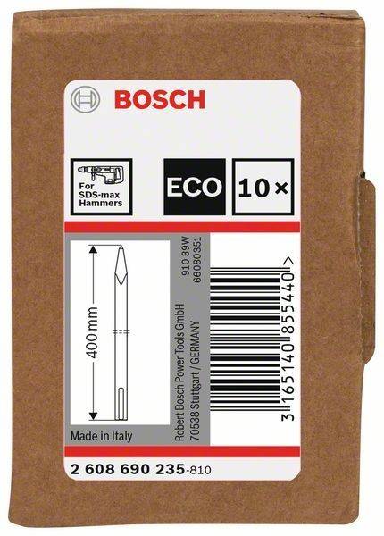 Bosch SDS-max Hammerbohrer-Paket 'ECO 10x', 400 mm Länge. Hergestellt in Italien. Enthält Barcode.