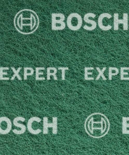 Grünes Schleifblatt mit wiederholendem 'BOSCH EXPERT' Markenschriftzug und Bosch-Logos.