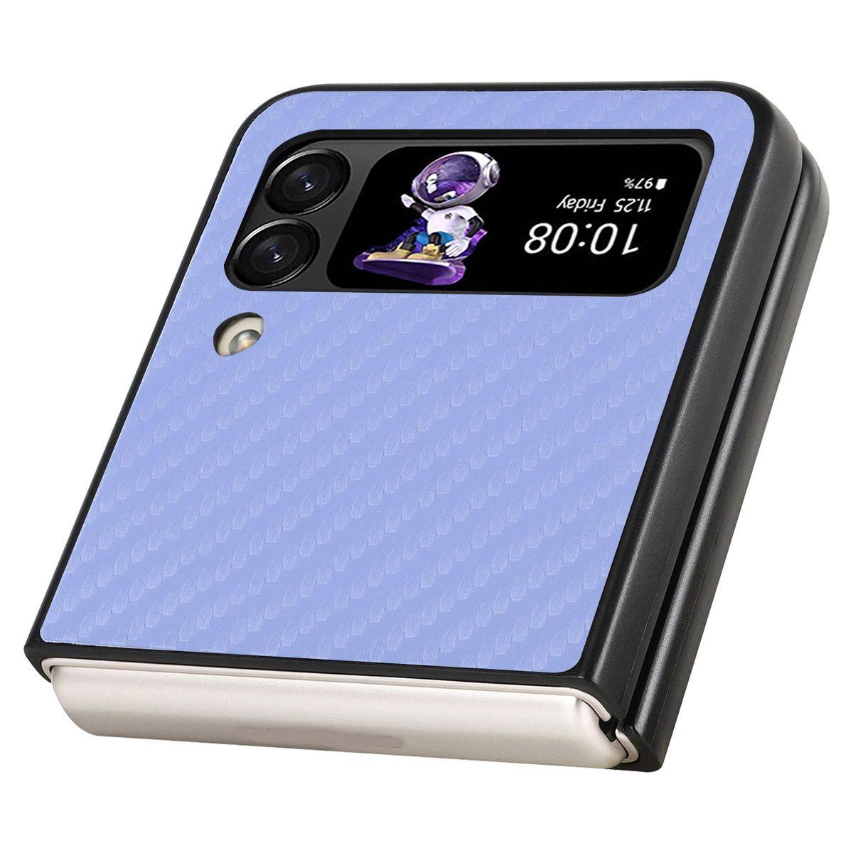 Für Samsung Galaxy Z Flip4 5G MagSafe Magnetic Kunststoff Kohlefaser Struktur Handy Tasche Hülle Etuis Lila