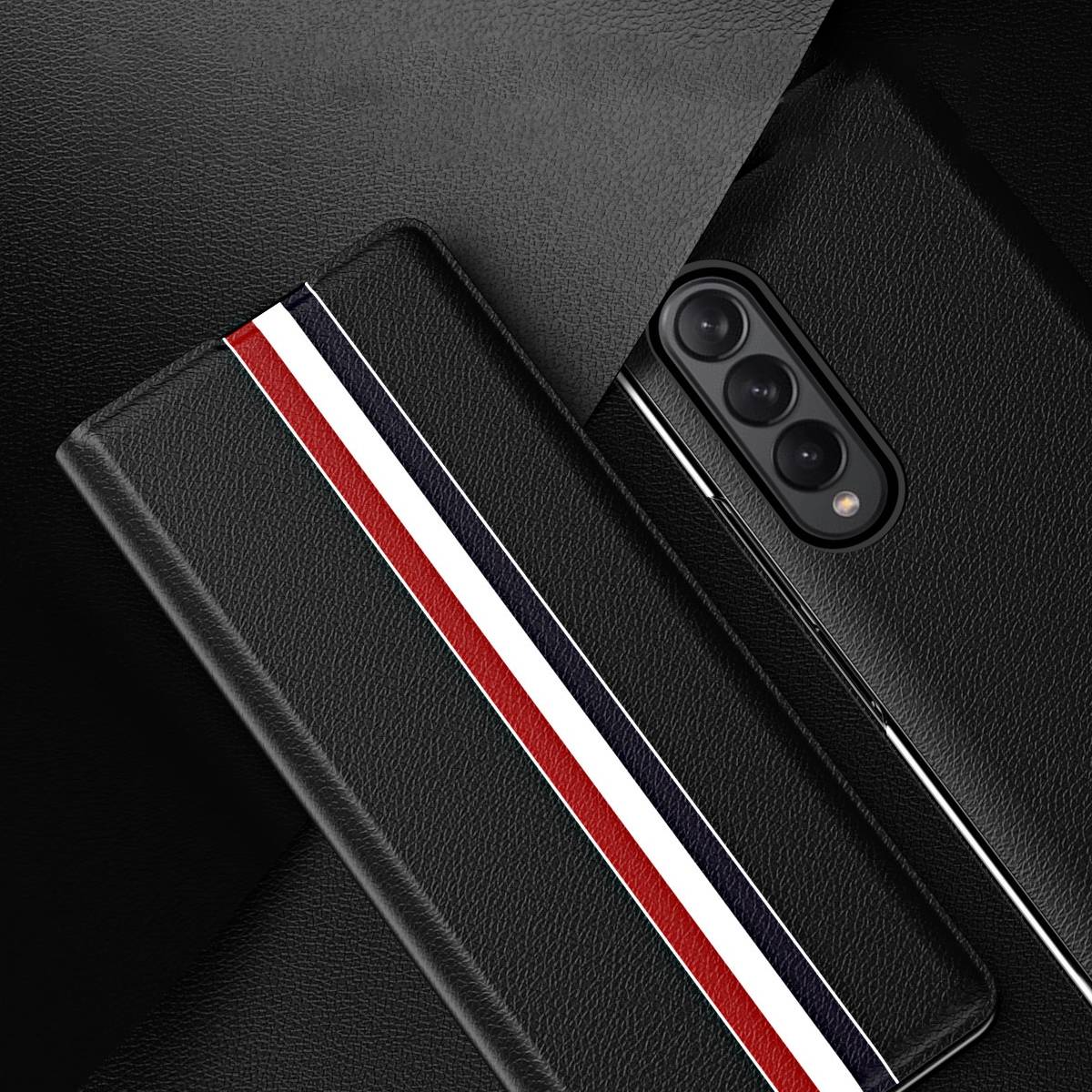 Für Samsung Galaxy Z Fold4 5G Kunstleder / Kunststoff Handy Tasche Hülle Etuis Grün