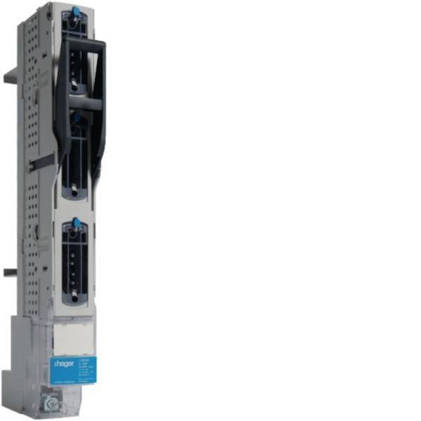 Verteilerschrank mit mehreren vertikalen Schlitzen und einem blauen Herstelleretikett am unteren Rand. Ideal zur Organisation von elektrischen Systemen.