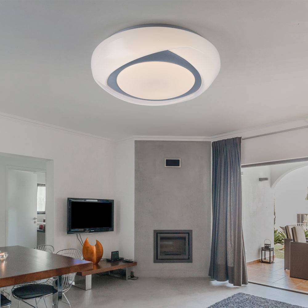 Deckenleuchte LED Deckenlampe rund weiß Schlafzimmerleuchte in weiß, Metall Acryl, 1x LED 15W 1040lm 3000K warmweiß, DxH 35x9,5 cm, 2er Set