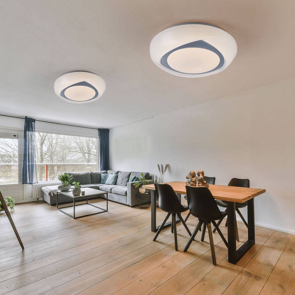 Deckenleuchte LED Deckenlampe rund weiß Schlafzimmerleuchte in weiß, Metall Acryl, 1x LED 15W 1040lm 3000K warmweiß, DxH 35x9,5 cm