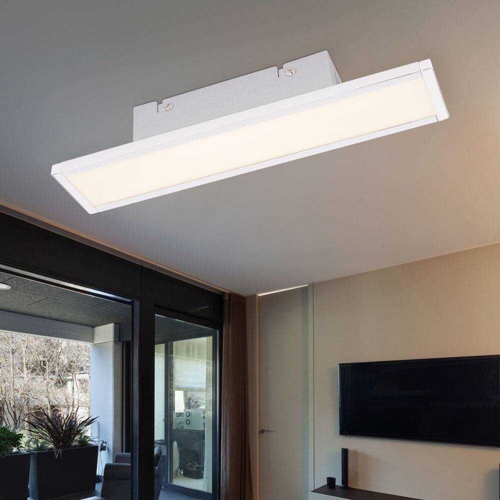 Deckenlampe Deckenleuchte Schlafzimmerlampe Modern Designleuchte, Eckig weiß, 1x LED 6 Watt 200 Lumen 4000 Kelvin neutralweiß, LxB 30,2x6,5cm