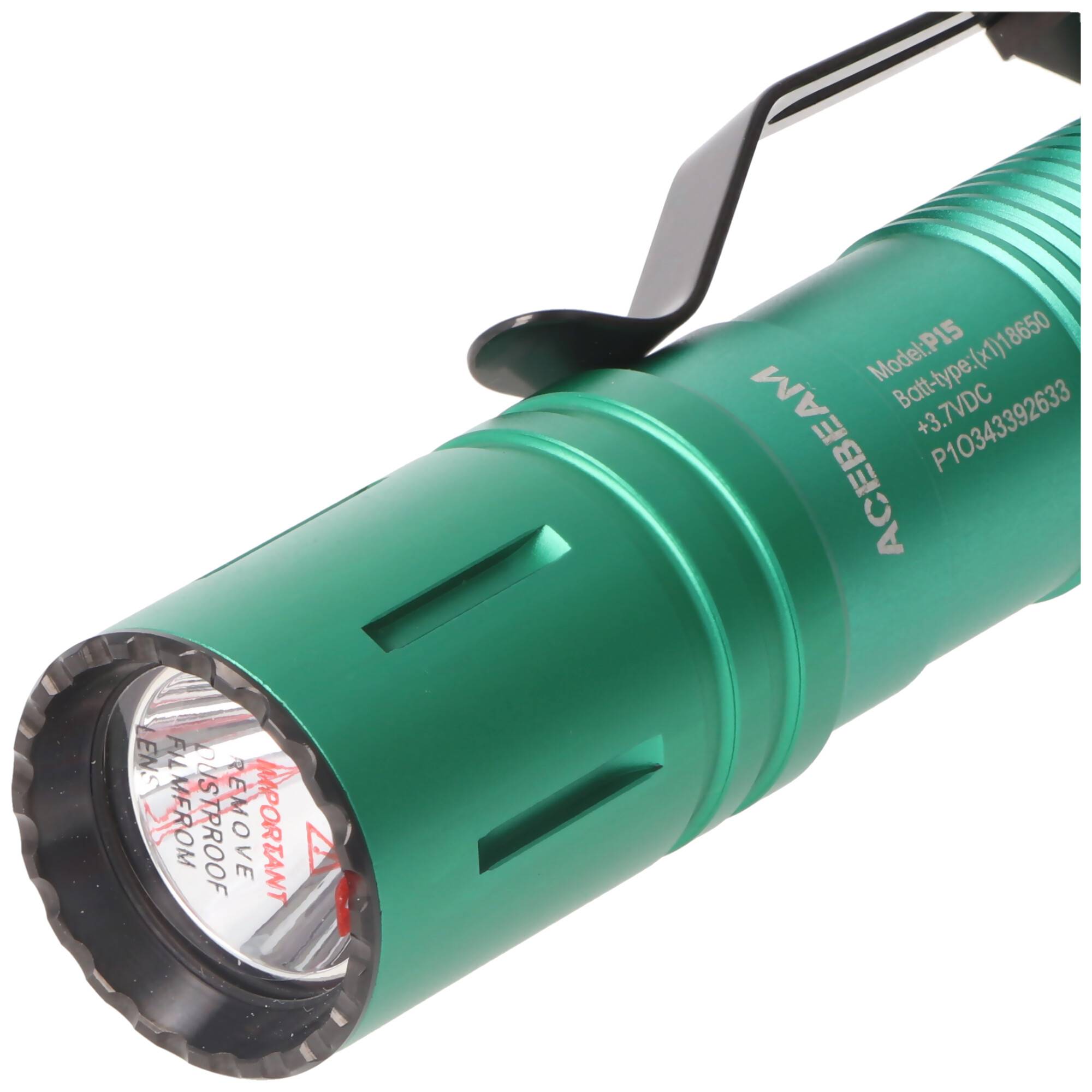 AceBeam P15 Defender LED-Taschenlampe mit 1.700 Lumen, Reichweite bis zu 330 Metern, inklusive 18650 3100mAh Li-Ion Akku
