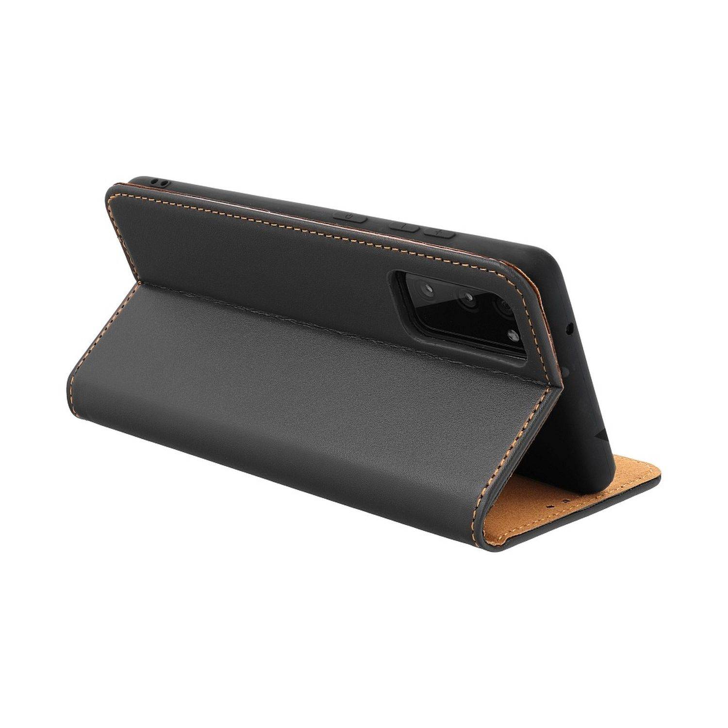 Smart Pro Echt Buchtasche Leder Tasche Lederbuch Hülle Cover Case Handy-Hülle Handytasche für iPhone 14 Schwarz