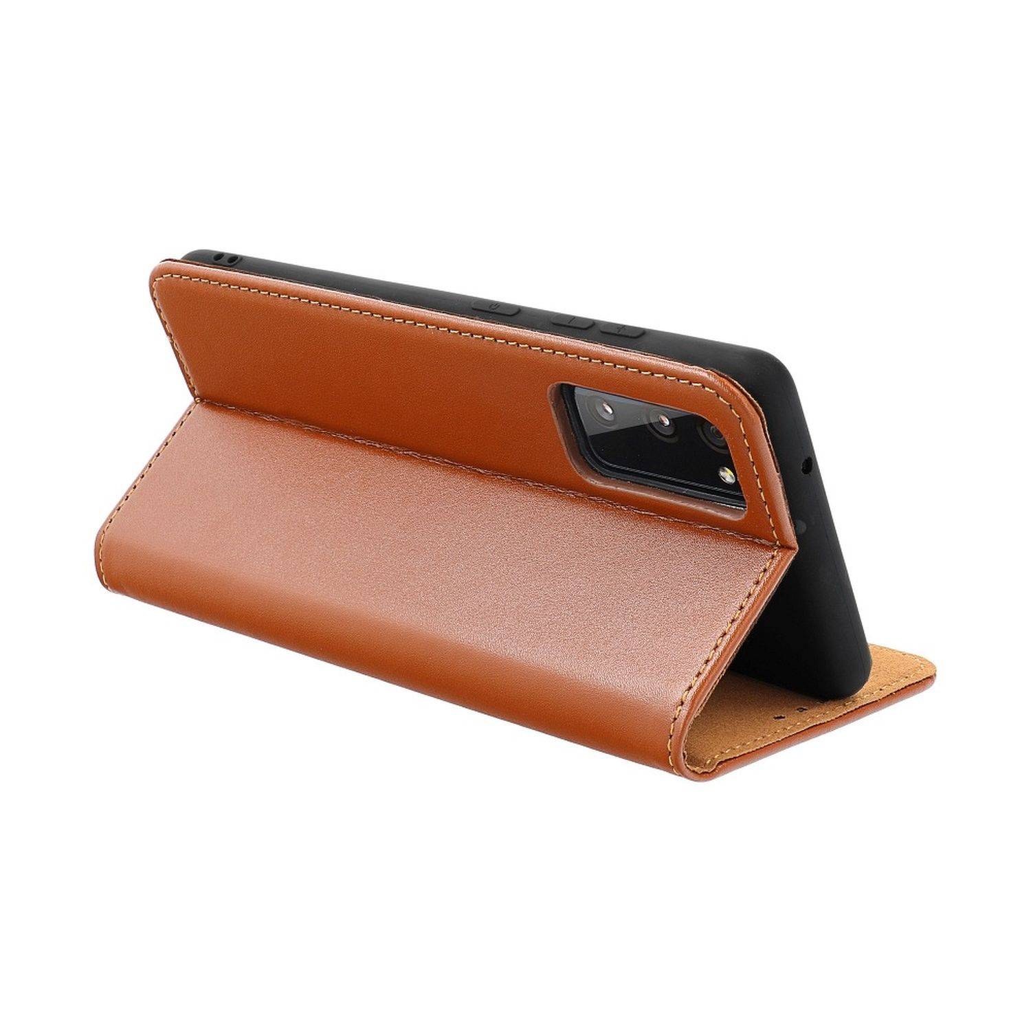 Smart Pro Echt Buchtasche Leder Tasche Lederbuch Hülle Cover Case Handy-Hülle Handytasche kompatibel mit iPhone 14 Braun