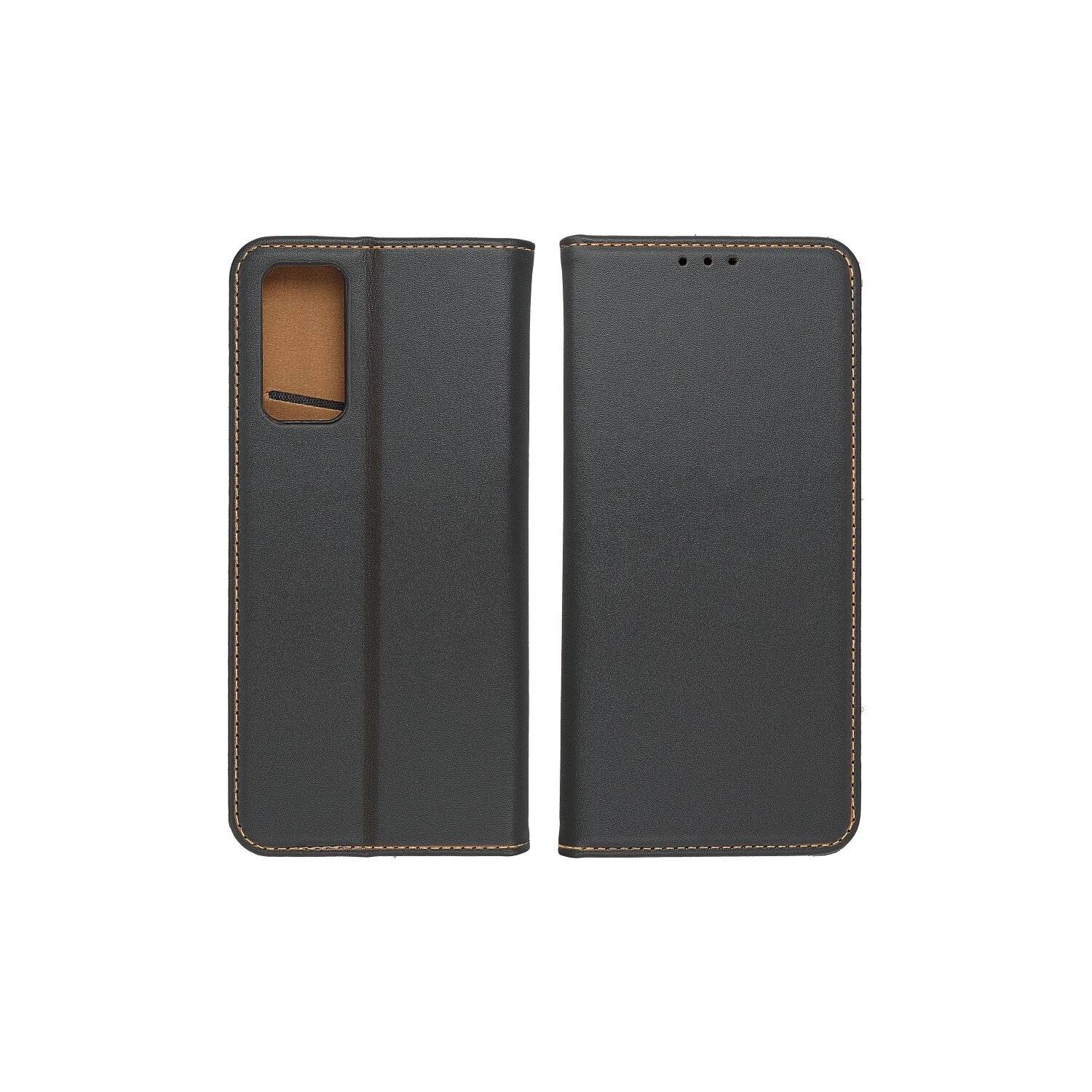 Smart Pro Echt Buchtasche Leder Tasche Lederbuch Hülle Cover Case Handy-Hülle kompatibel mit iPhone 14 Plus Schwarz
