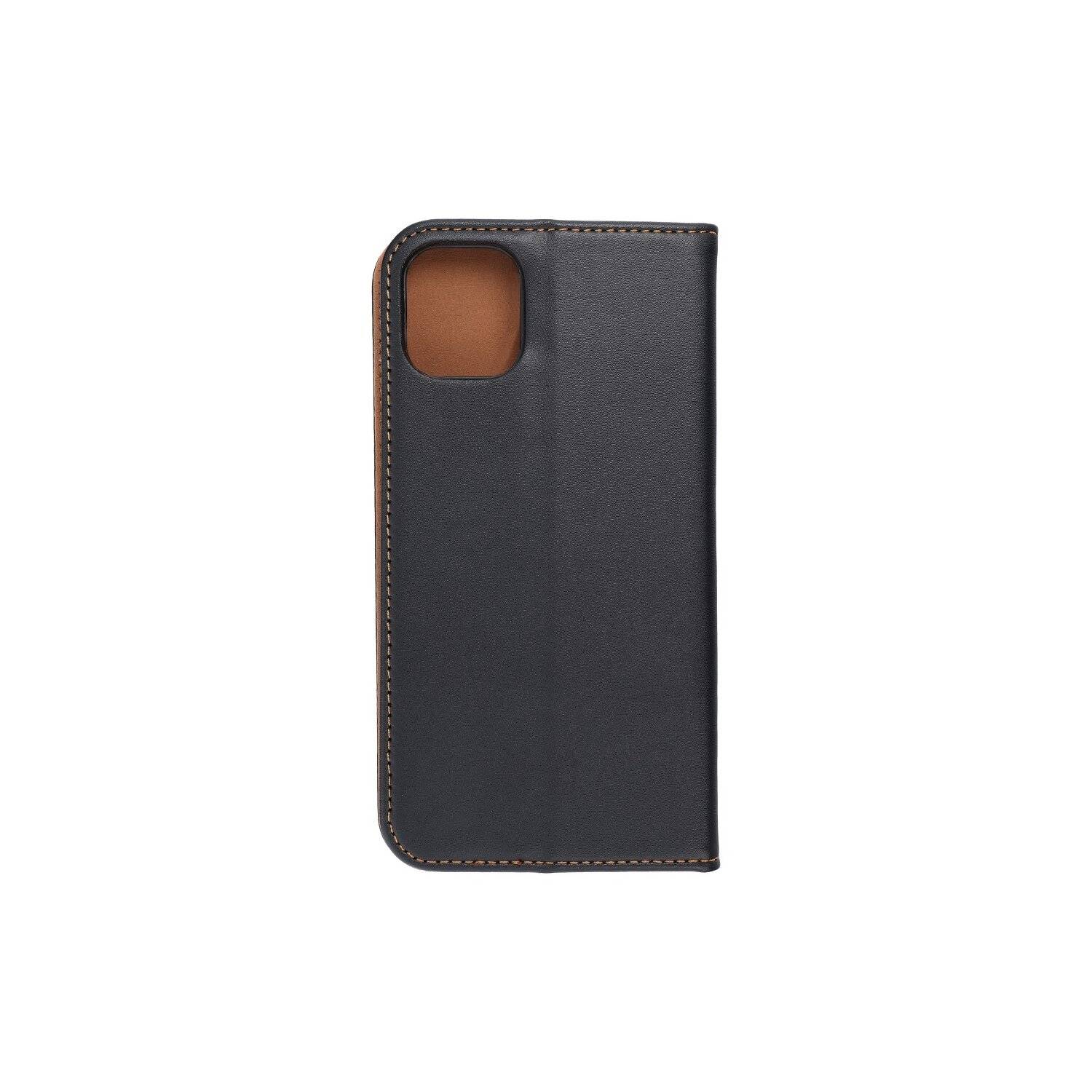 Smart Pro Echt Buchtasche Leder Tasche Lederbuch Hülle Cover Case Handy-Hülle kompatibel mit iPhone 14 Plus Schwarz