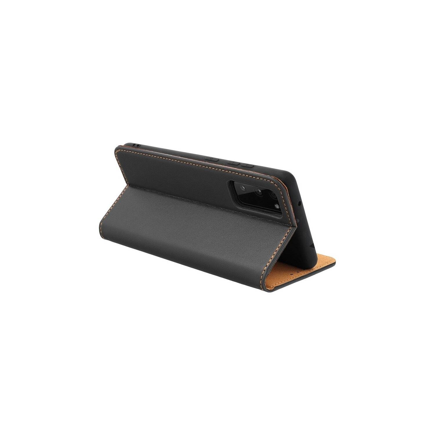 Smart Pro Echt Buchtasche Leder Tasche Lederbuch Hülle Cover Case Handy-Hülle kompatibel mit iPhone 14 Plus Schwarz