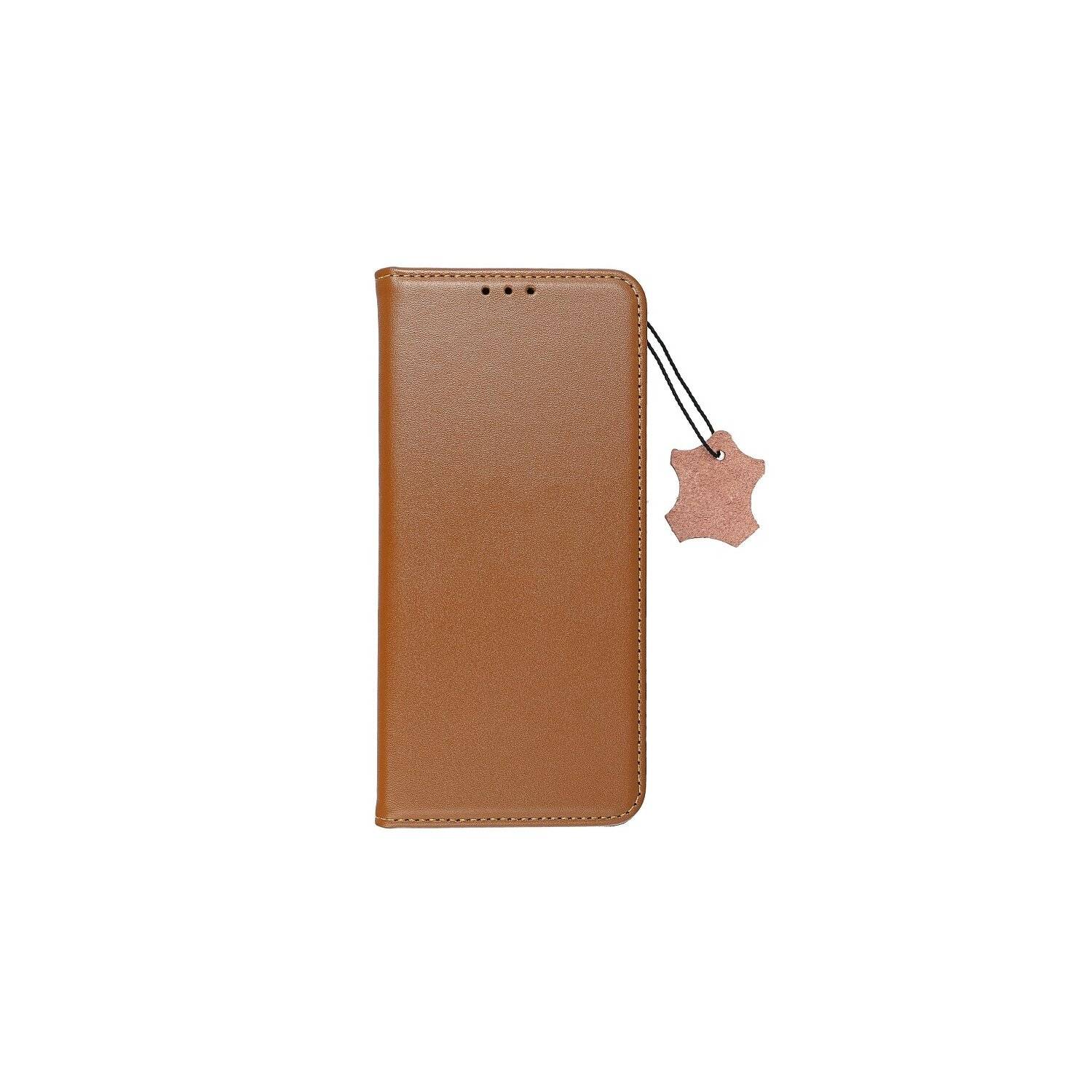 Smart Pro Echt Buchtasche Leder Tasche Lederbuch Hülle Cover Case Handy-Hülle kompatibel mit iPhone 14 Plus Braun