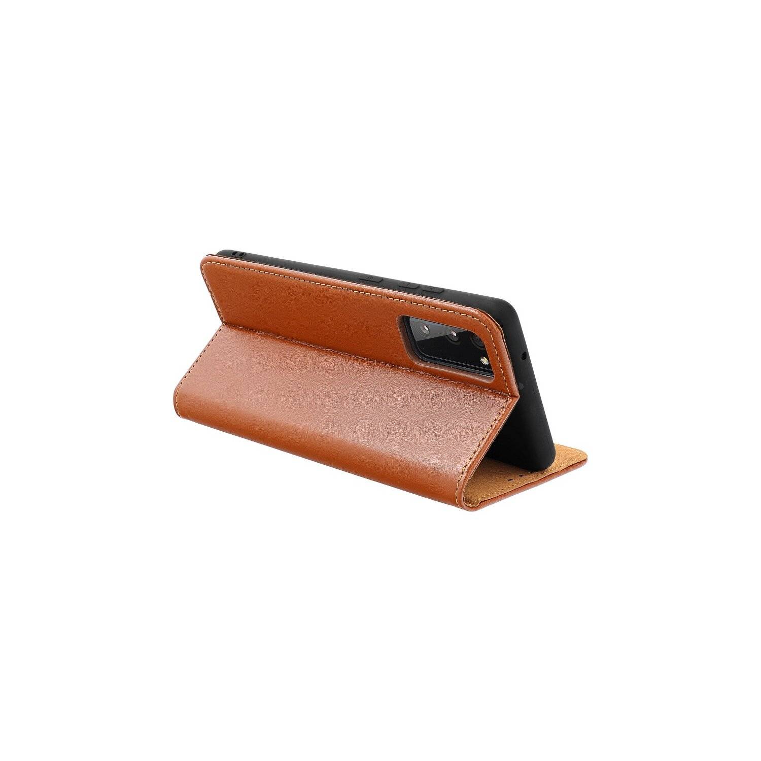 Smart Pro Echt Buchtasche Leder Tasche Lederbuch Hülle Cover Case Handy-Hülle kompatibel mit iPhone 14 Plus Braun