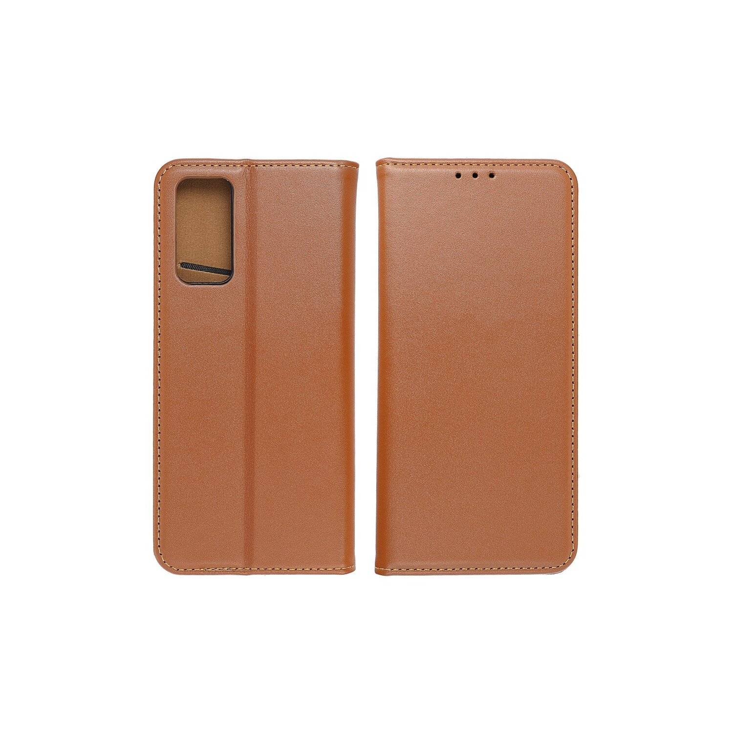 Smart Pro Echt Buchtasche Leder Tasche Lederbuch Hülle Cover Case Handy-Hülle kompatibel mit iPhone 14 Plus Braun