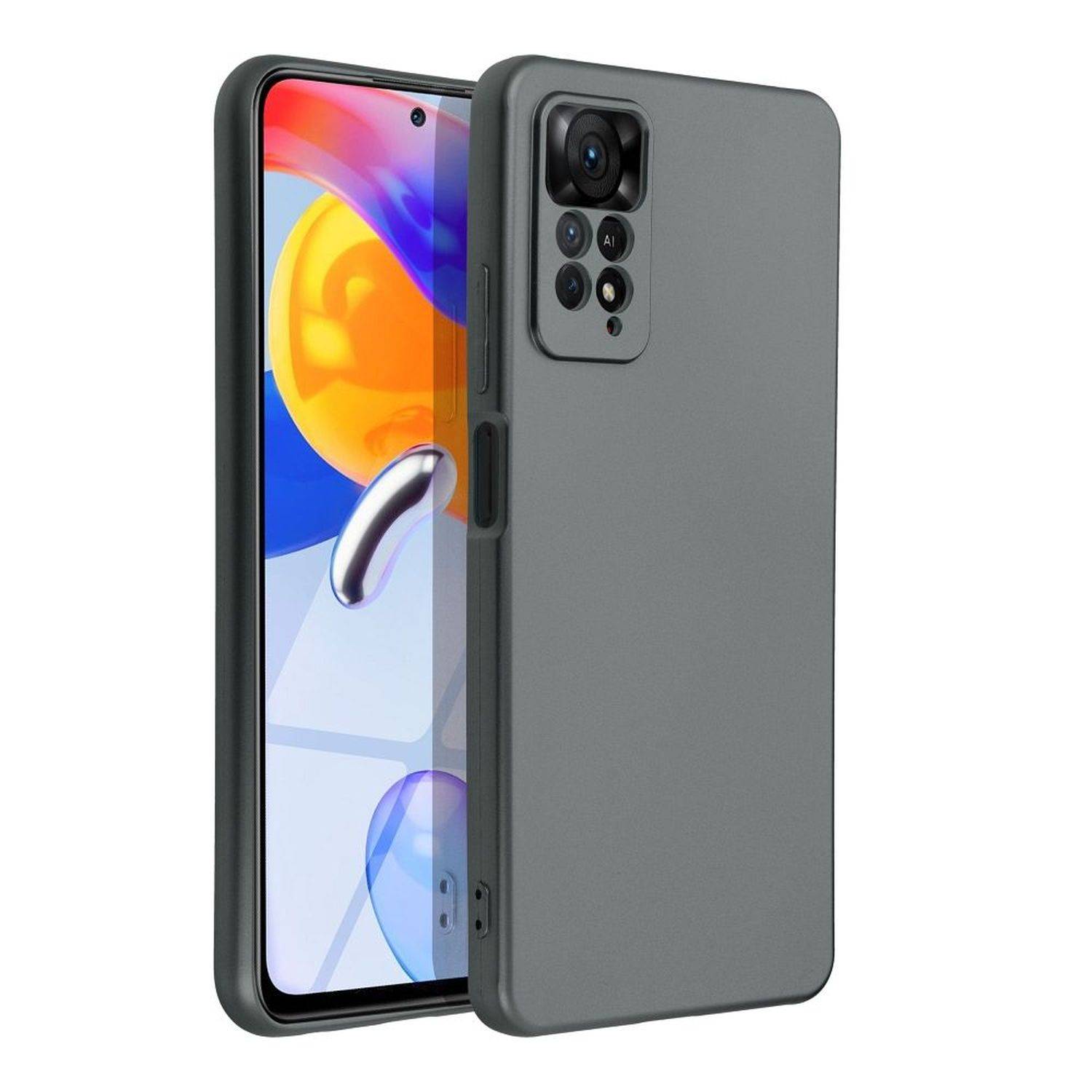 Metallic Case Hülle Handytasche Cover Kameraschutz kompatibel mit iPhone 12 Pro Grau