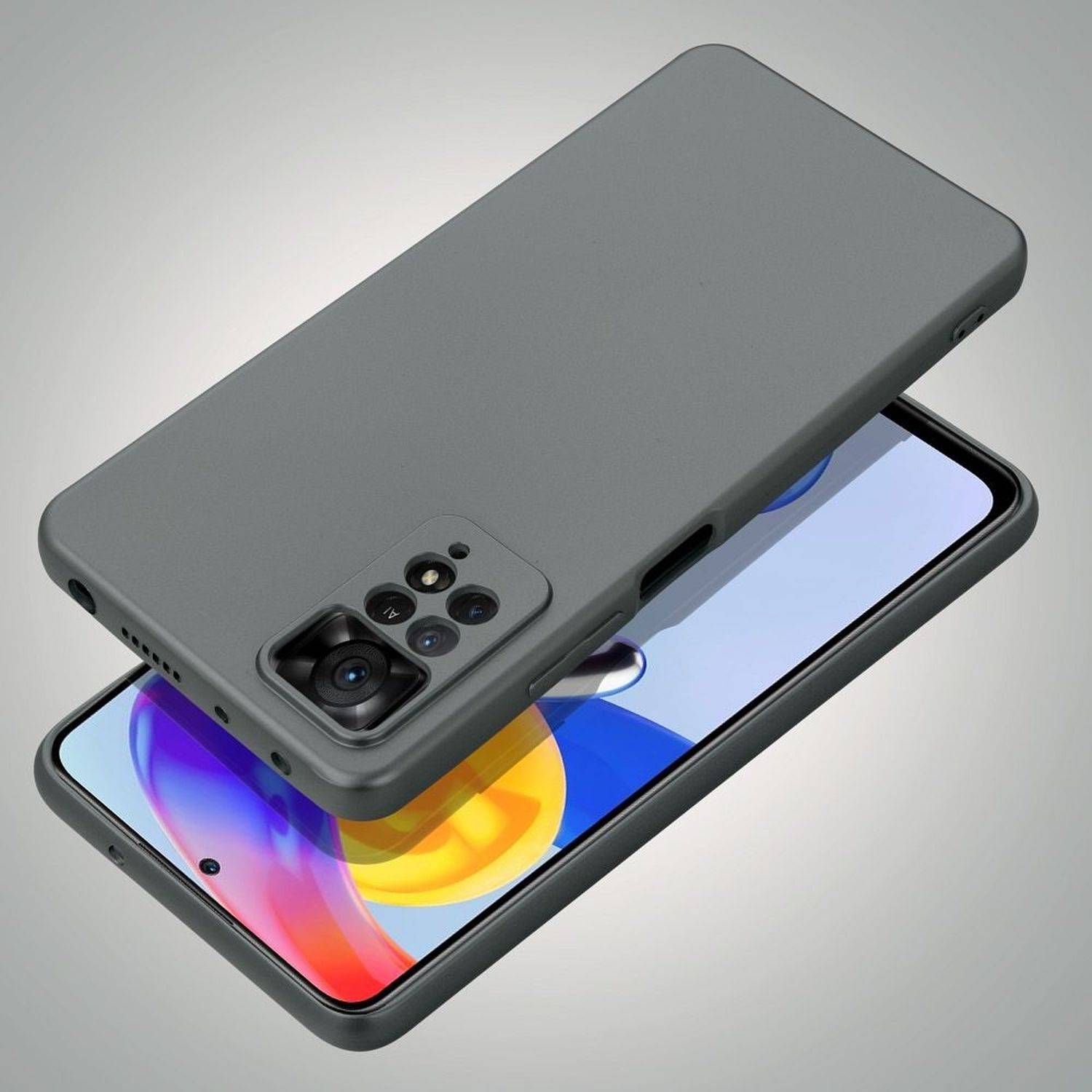 Metallic Case Hülle Handytasche Cover Kameraschutz kompatibel mit iPhone 12 Pro Grau