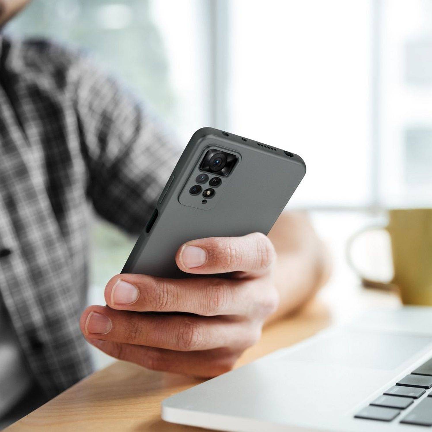 Metallic Case Hülle Handytasche Cover Kameraschutz kompatibel mit Samsung Galaxy A13 4G Grau