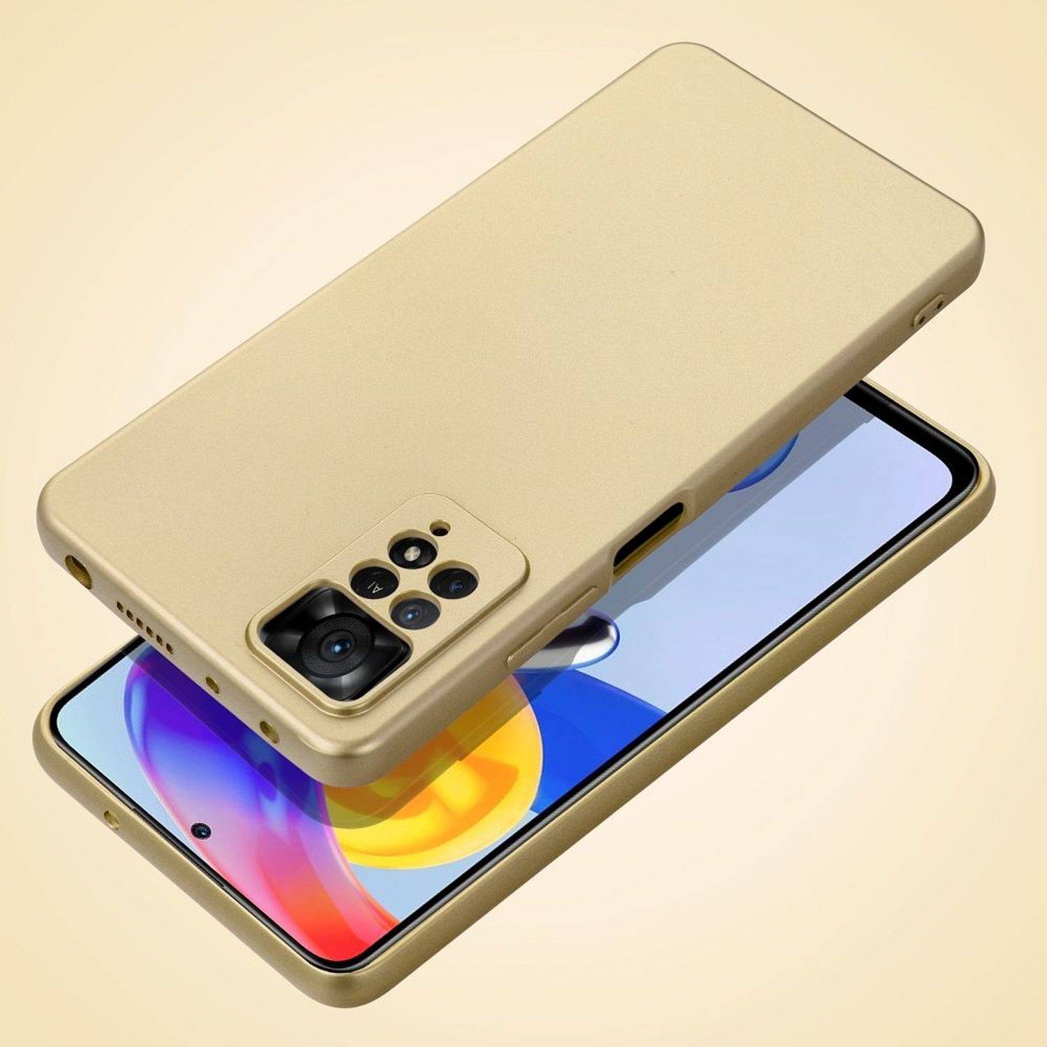 Metallic Case Hülle Handytasche Cover Kameraschutz kompatibel mit Samsung Galaxy S21 FE Gold