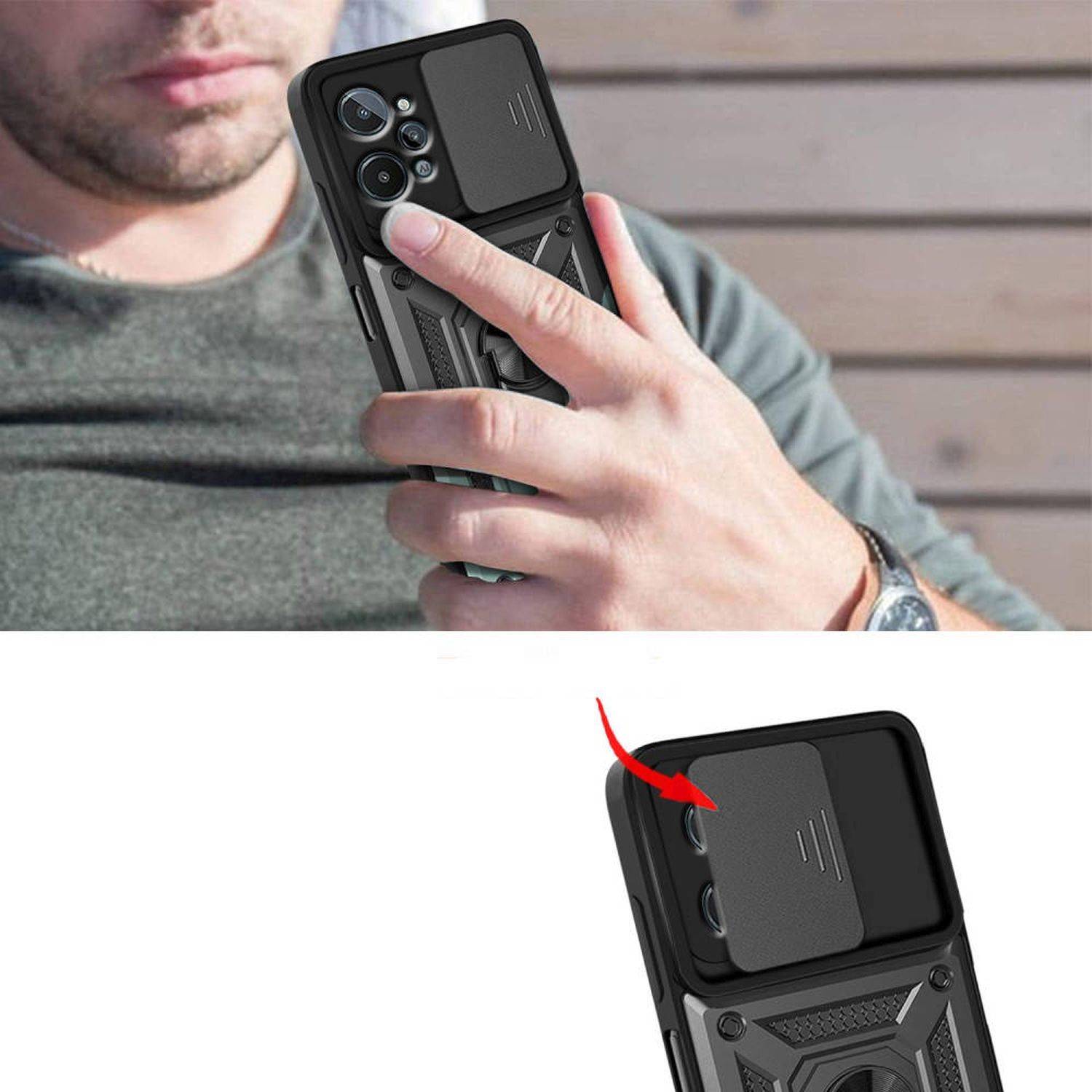 CamShield Armor Hülle kompatibel mit Xiaomi Redmi Note 9s Case Kameraschutz Ringhülle Halter Stoßfest