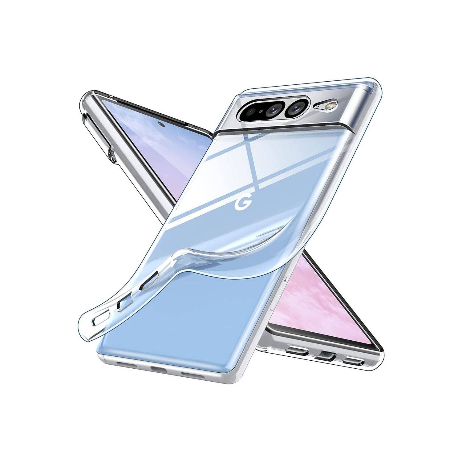 Silikon Hülle Basic kompatibel mit Google Pixel 7 Case TPU Soft Handy Cover Schutz Transparent
