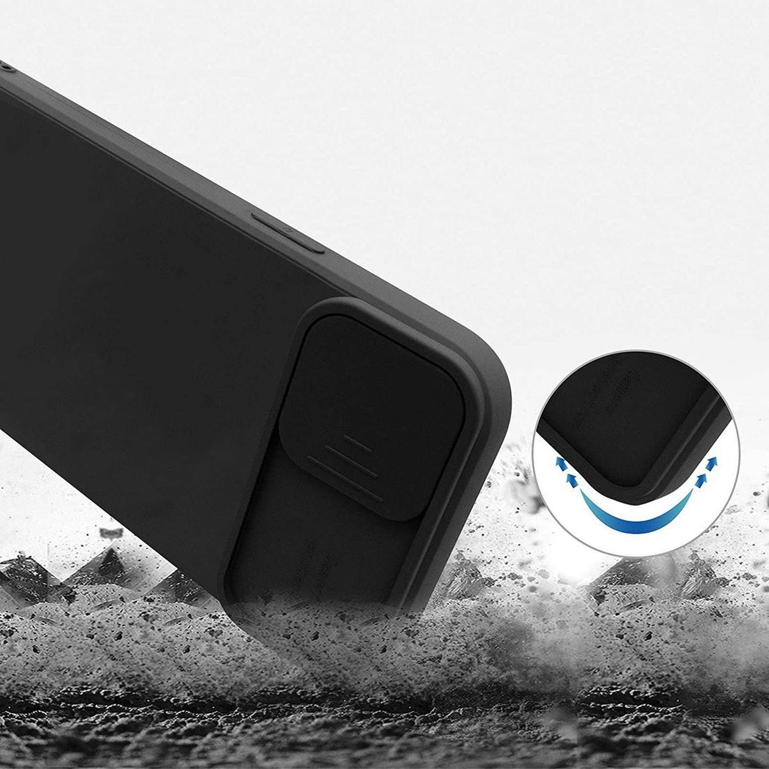 CamShield Silikon Cover Case Slim Handyhülle Schutzhülle mit Kameraschutz für Xiaomi Redmi 10 2022 Schwarz
