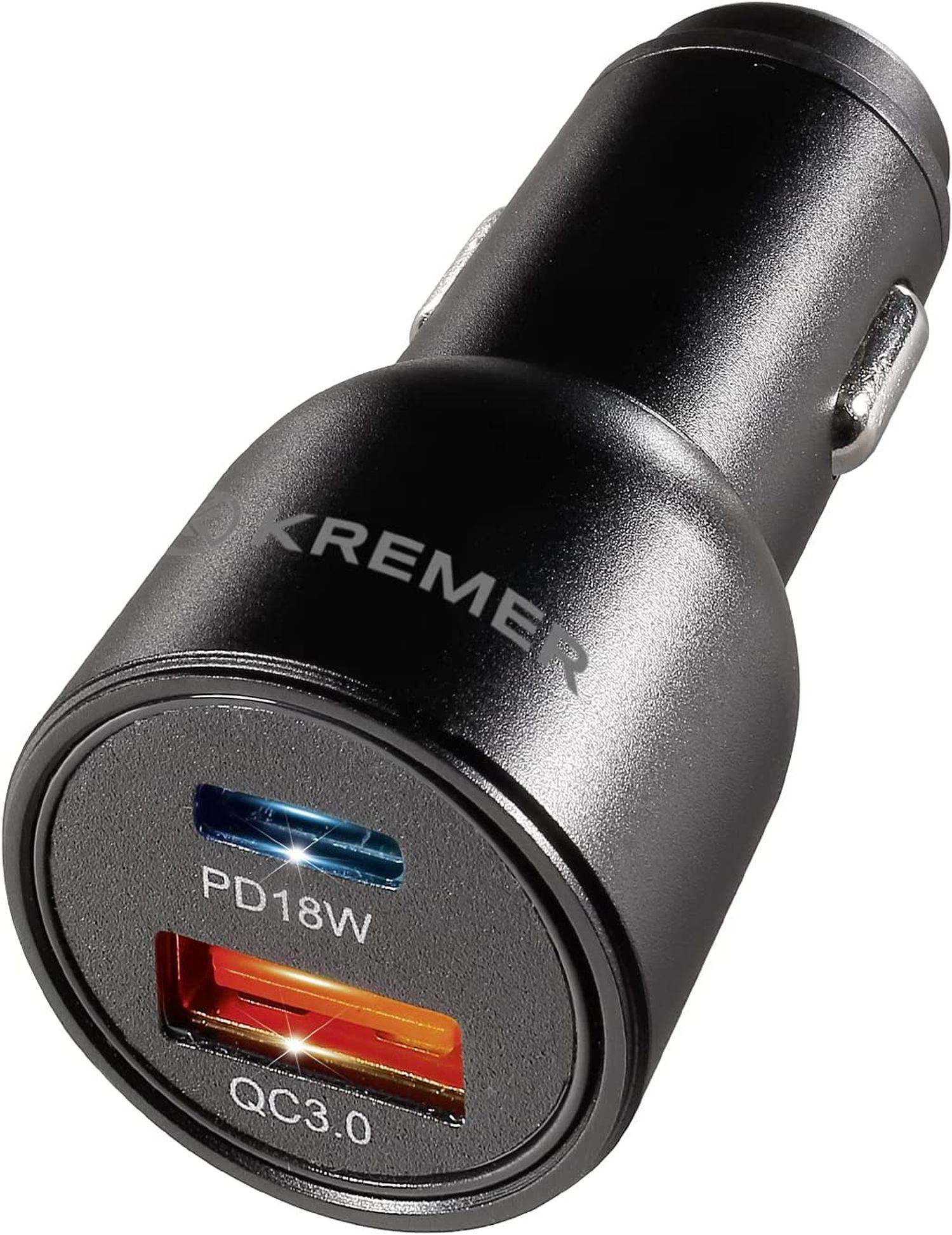 KREMER 18W Quick Charge PD KFZ-Schnellladegerät QuickCharge 12V Schnellladegerät fürs Auto