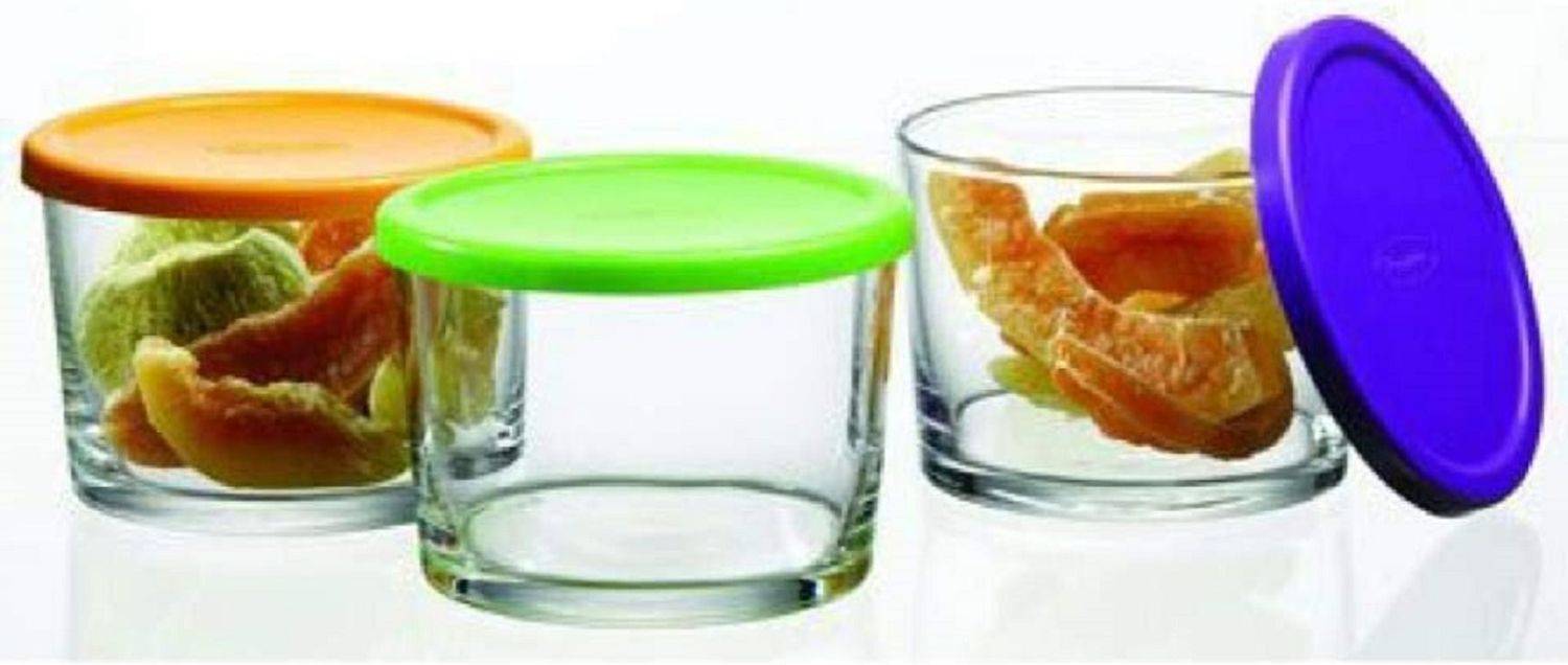 4x Pasabahce Bistro Workshop Schale Aufbewahrungsbox Aufbewahrungsdose Box Dose aus Glas mit Plastik Deckel