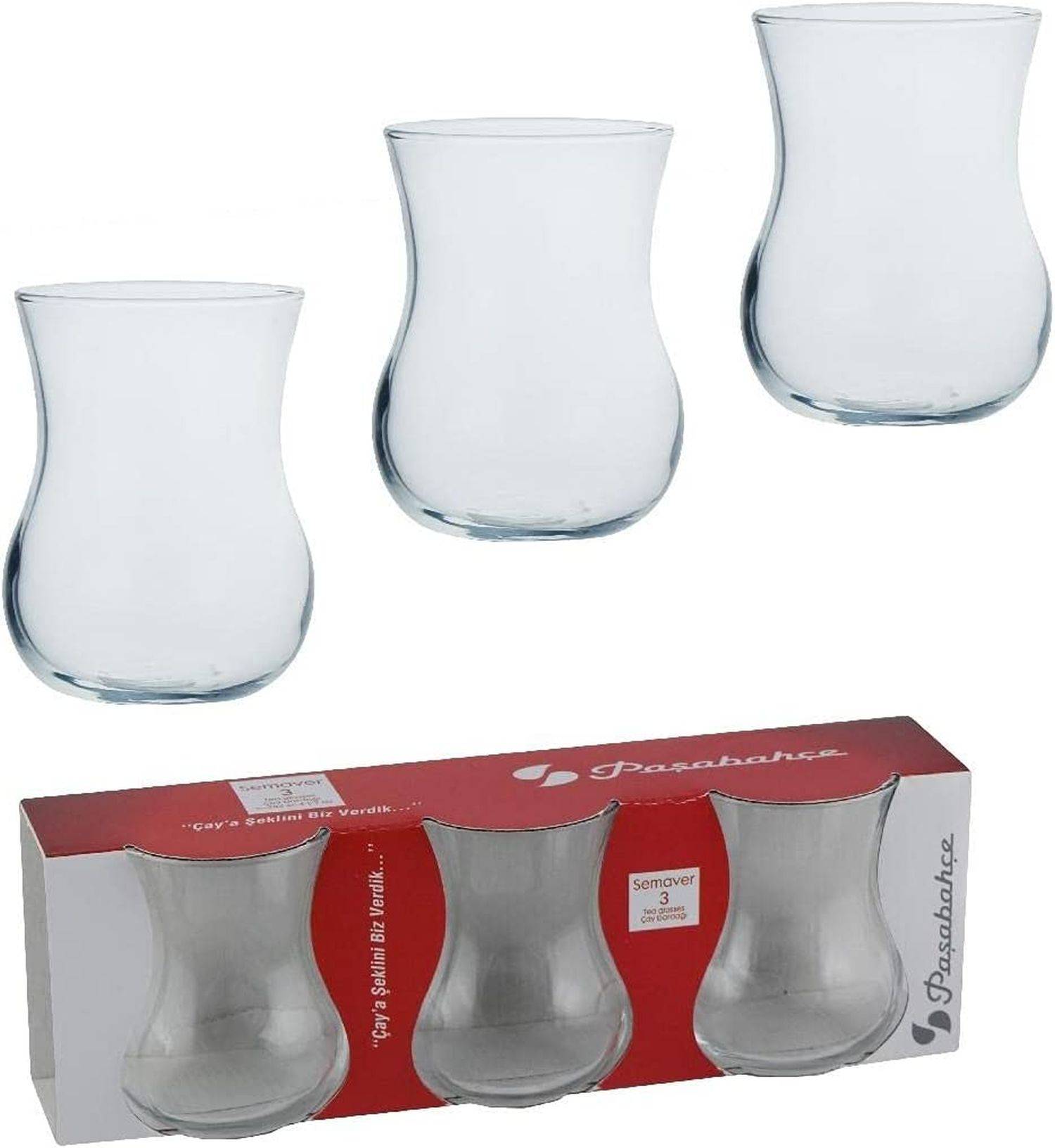 Pasabahce 42801 3er-Set Samovar Teegläser-Set Semaver Cay Bardagi Teetasse transparent