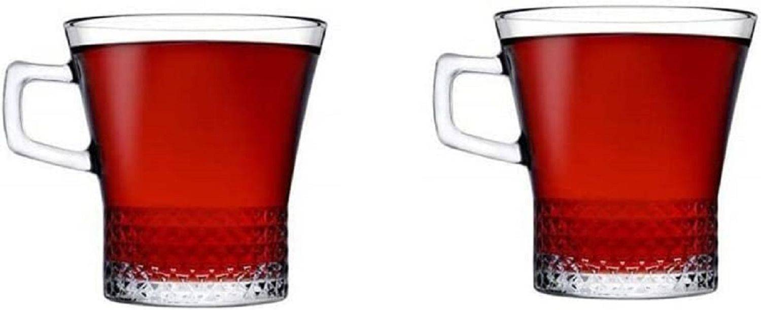Pasabahce 55703 Becher mit Quarzgriff 2-teilig Kaffeegläser Teegläser Cay Bardagi