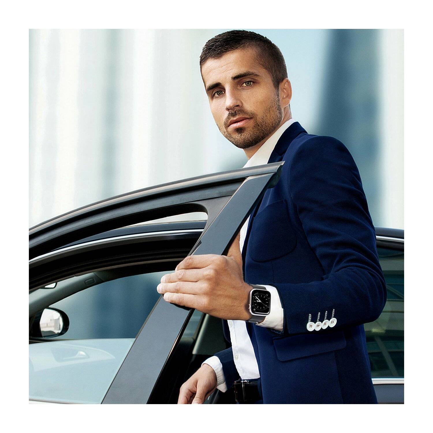 Dux Ducis Magnetband Uhrenarmband kompatibel mit Watch 7 / SE Gehäuse 41/40/38 mm Schwarz